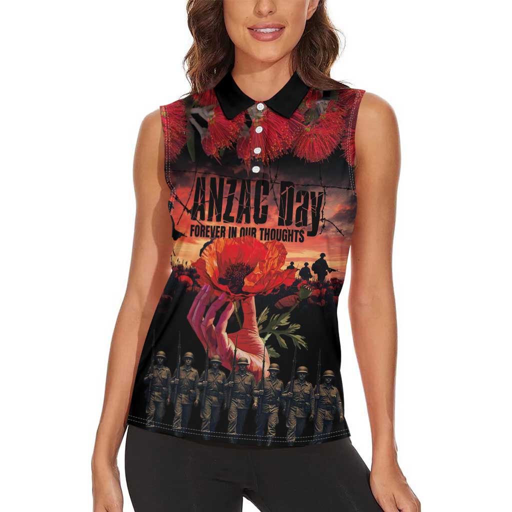 New Zealand ANZAC Day Women Sleeveless Polo Shirt Forever in My Thoughts LT03 - Polynesian Pride