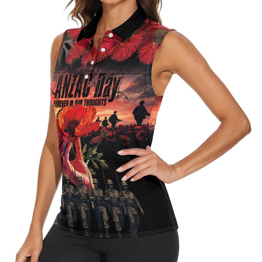 New Zealand ANZAC Day Women Sleeveless Polo Shirt Forever in My Thoughts LT03 - Polynesian Pride