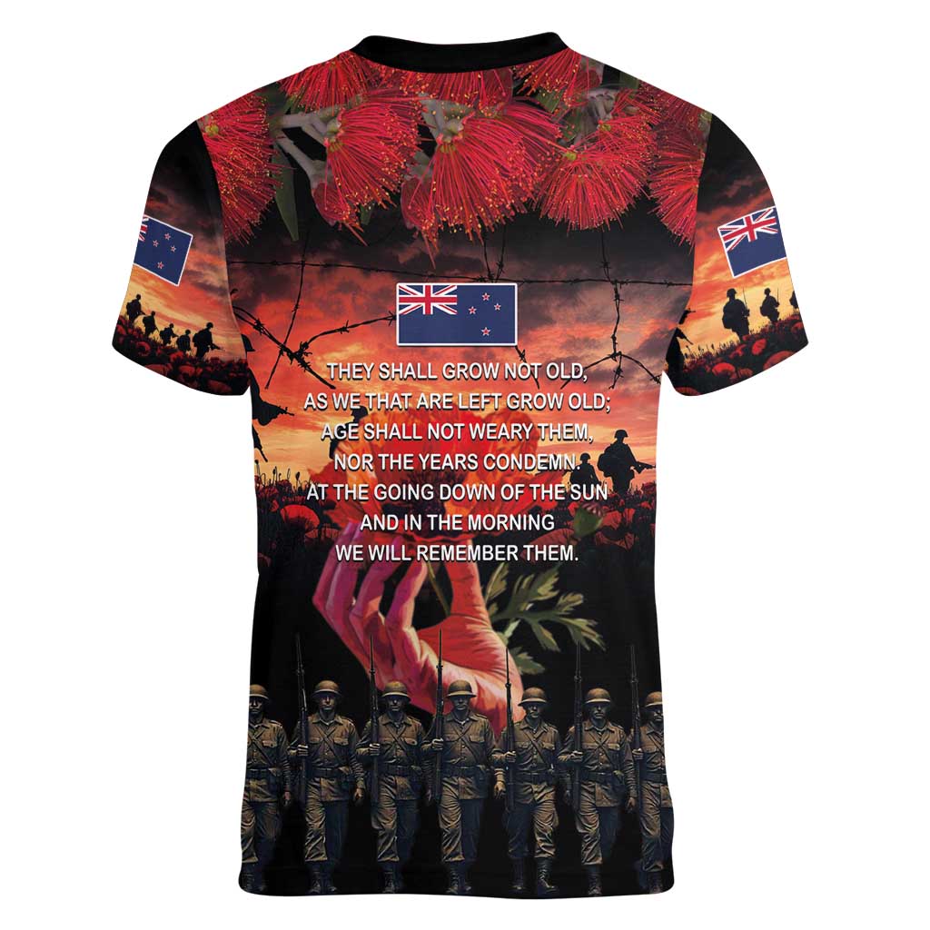 New Zealand ANZAC Day Women V-Neck T-Shirt Forever in My Thoughts LT03 - Polynesian Pride