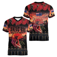 New Zealand ANZAC Day Women V-Neck T-Shirt Forever in My Thoughts LT03 - Polynesian Pride