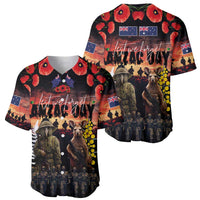 Australia and New Zealand ANZAC Day Baseball Jersey Kangaroo and Kiwi Bird Soldier - Forever in My Thoughts LT03 - Polynesian Pride