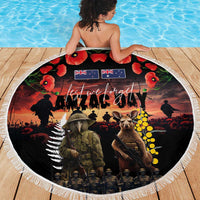 Australia and New Zealand ANZAC Day Beach Blanket Kangaroo and Kiwi Bird Soldier - Forever in My Thoughts LT03 - Polynesian Pride