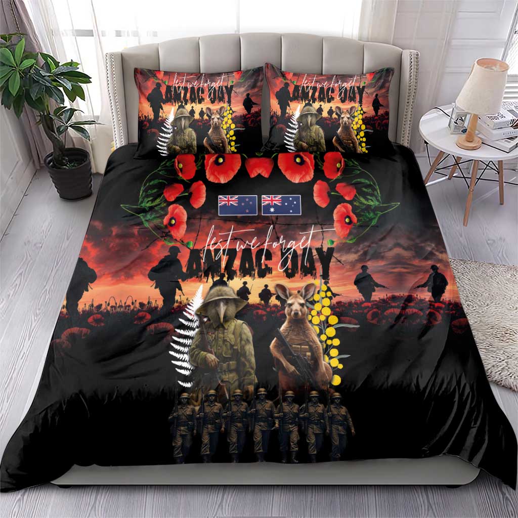 Australia and New Zealand ANZAC Day Bedding Set Kangaroo and Kiwi Bird Soldier - Forever in My Thoughts LT03 - Polynesian Pride