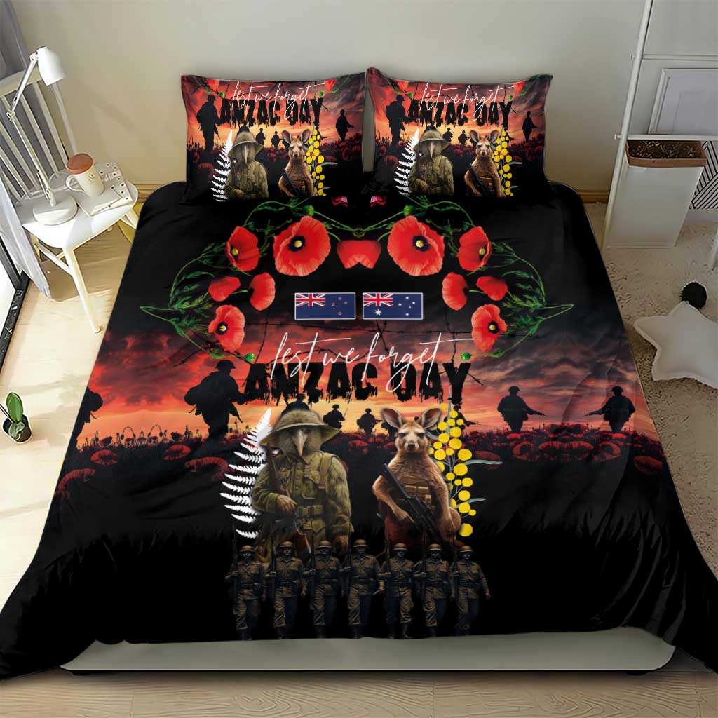 Australia and New Zealand ANZAC Day Bedding Set Kangaroo and Kiwi Bird Soldier - Forever in My Thoughts LT03 - Polynesian Pride