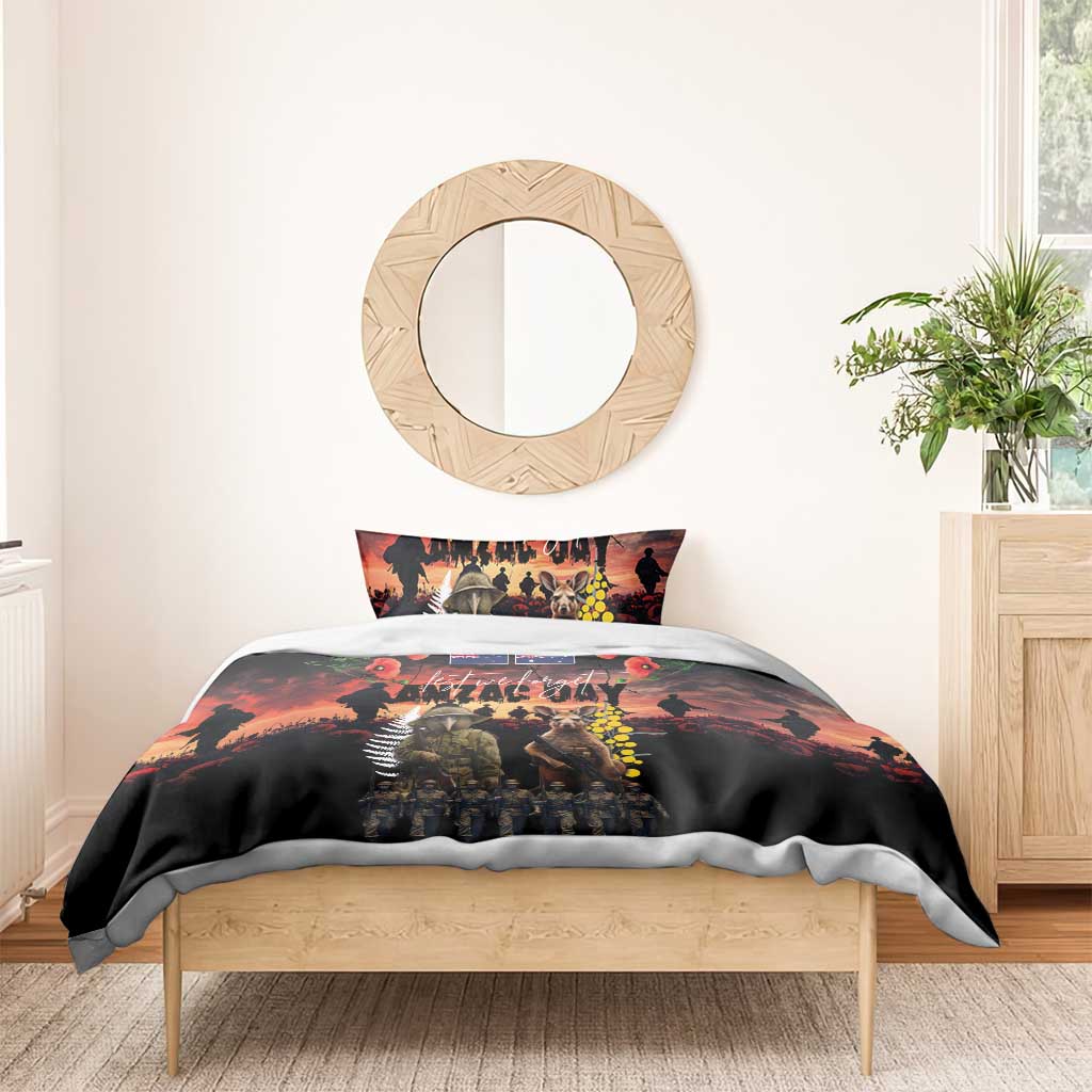 Australia and New Zealand ANZAC Day Bedding Set Kangaroo and Kiwi Bird Soldier - Forever in My Thoughts LT03 - Polynesian Pride