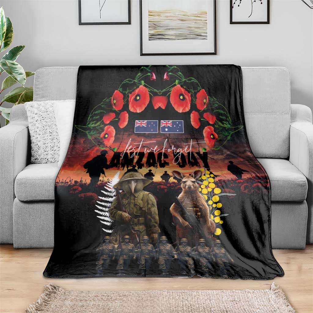 Australia and New Zealand ANZAC Day Blanket Kangaroo and Kiwi Bird Soldier - Forever in My Thoughts LT03 - Polynesian Pride