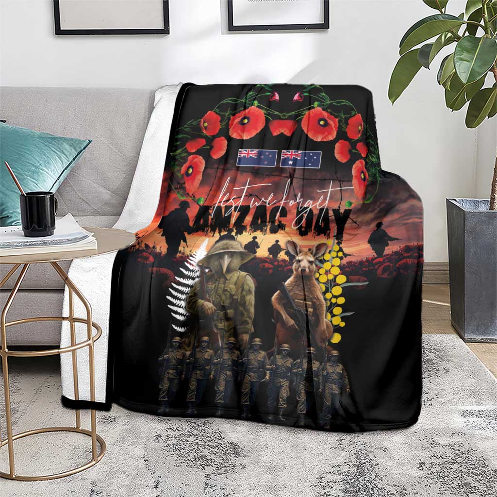 Australia and New Zealand ANZAC Day Blanket Kangaroo and Kiwi Bird Soldier - Forever in My Thoughts LT03 - Polynesian Pride