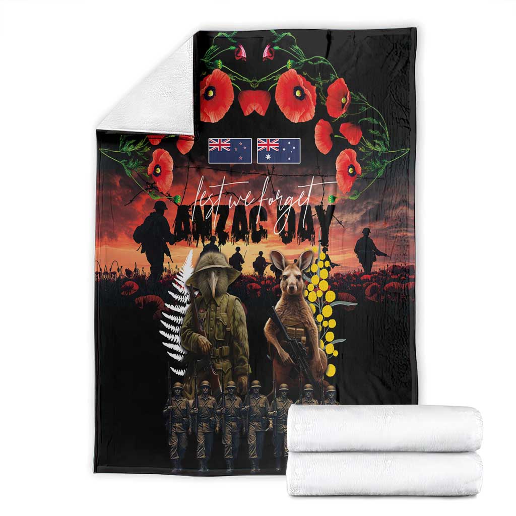 Australia and New Zealand ANZAC Day Blanket Kangaroo and Kiwi Bird Soldier - Forever in My Thoughts LT03 - Polynesian Pride