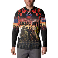 Australia and New Zealand ANZAC Day Button Sweatshirt Kangaroo and Kiwi Bird Soldier - Forever in My Thoughts LT03 - Polynesian Pride