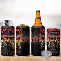 Australia and New Zealand ANZAC Day 4 in 1 Can Cooler Tumbler Kangaroo and Kiwi Bird Soldier Forever in My Thoughts LT03 - Polynesian Pride