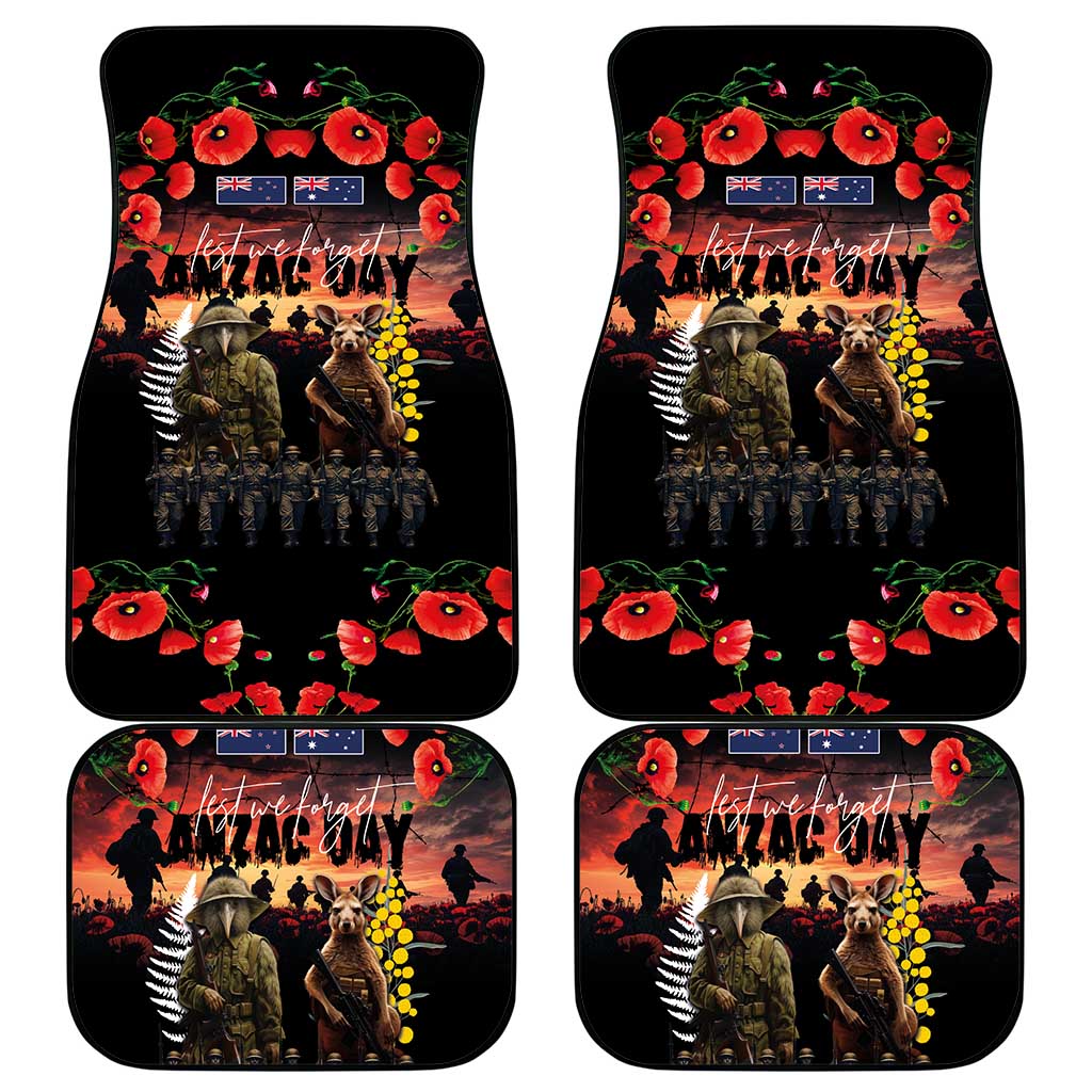 Australia and New Zealand ANZAC Day Car Mats Kangaroo and Kiwi Bird Soldier - Forever in My Thoughts LT03 - Polynesian Pride