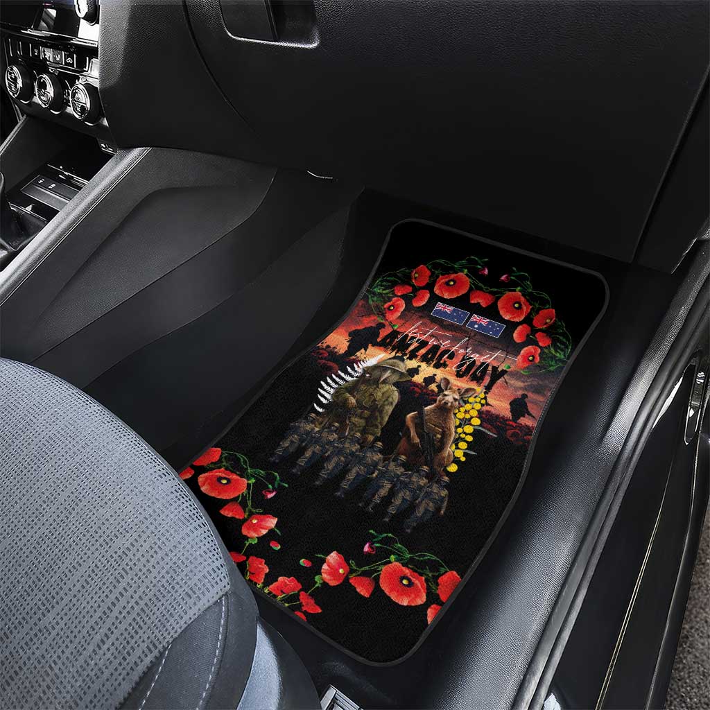 Australia and New Zealand ANZAC Day Car Mats Kangaroo and Kiwi Bird Soldier - Forever in My Thoughts LT03 - Polynesian Pride