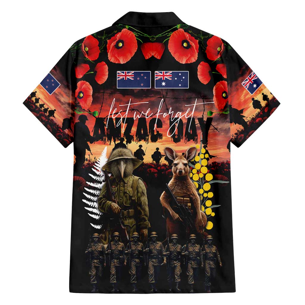 Australia and New Zealand ANZAC Day Family Matching Long Sleeve Bodycon Dress and Hawaiian Shirt Kangaroo and Kiwi Bird Soldier - Forever in My Thoughts LT03 - Polynesian Pride
