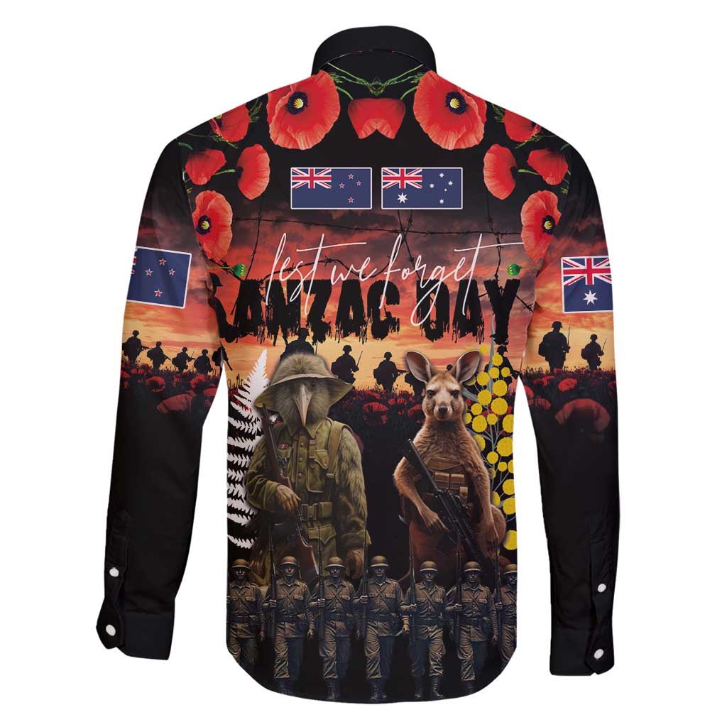 Australia and New Zealand ANZAC Day Family Matching Mermaid Dress and Hawaiian Shirt Kangaroo and Kiwi Bird Soldier - Forever in My Thoughts LT03 - Polynesian Pride