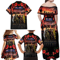 Australia and New Zealand ANZAC Day Family Matching Off Shoulder Maxi Dress and Hawaiian Shirt Kangaroo and Kiwi Bird Soldier - Forever in My Thoughts LT03 - Polynesian Pride