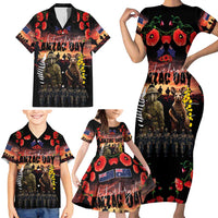 Australia and New Zealand ANZAC Day Family Matching Short Sleeve Bodycon Dress and Hawaiian Shirt Kangaroo and Kiwi Bird Soldier - Forever in My Thoughts LT03 - Polynesian Pride