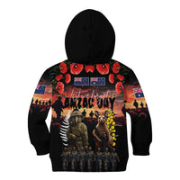 Australia and New Zealand ANZAC Day Kid Hoodie Kangaroo and Kiwi Bird Soldier - Forever in My Thoughts LT03 - Polynesian Pride