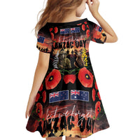 Australia and New Zealand ANZAC Day Kid Short Sleeve Dress Kangaroo and Kiwi Bird Soldier - Forever in My Thoughts LT03 - Polynesian Pride