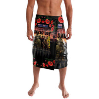 Australia and New Zealand ANZAC Day Lavalava Kangaroo and Kiwi Bird Soldier - Forever in My Thoughts LT03 Black - Polynesian Pride