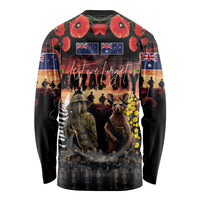 Australia and New Zealand ANZAC Day Long Sleeve Shirt Kangaroo and Kiwi Bird Soldier - Forever in My Thoughts LT03 - Polynesian Pride