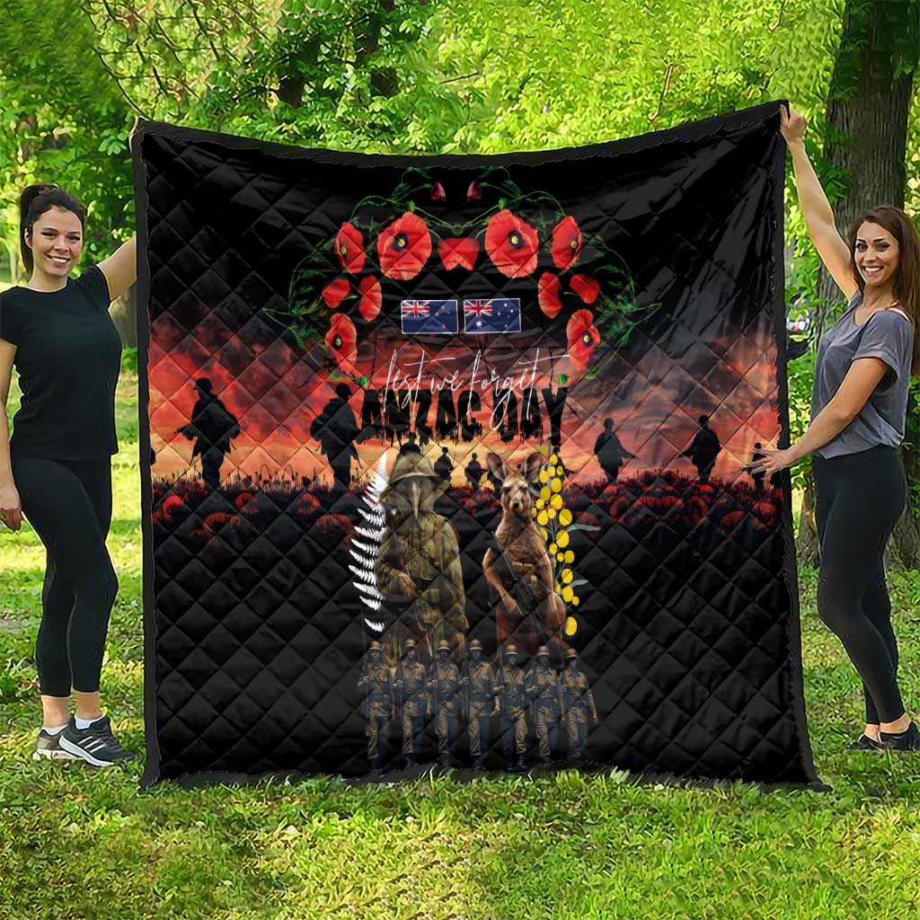 Australia and New Zealand ANZAC Day Quilt Kangaroo and Kiwi Bird Soldier - Forever in My Thoughts LT03 - Polynesian Pride