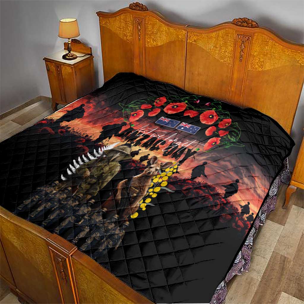 Australia and New Zealand ANZAC Day Quilt Kangaroo and Kiwi Bird Soldier - Forever in My Thoughts LT03 - Polynesian Pride