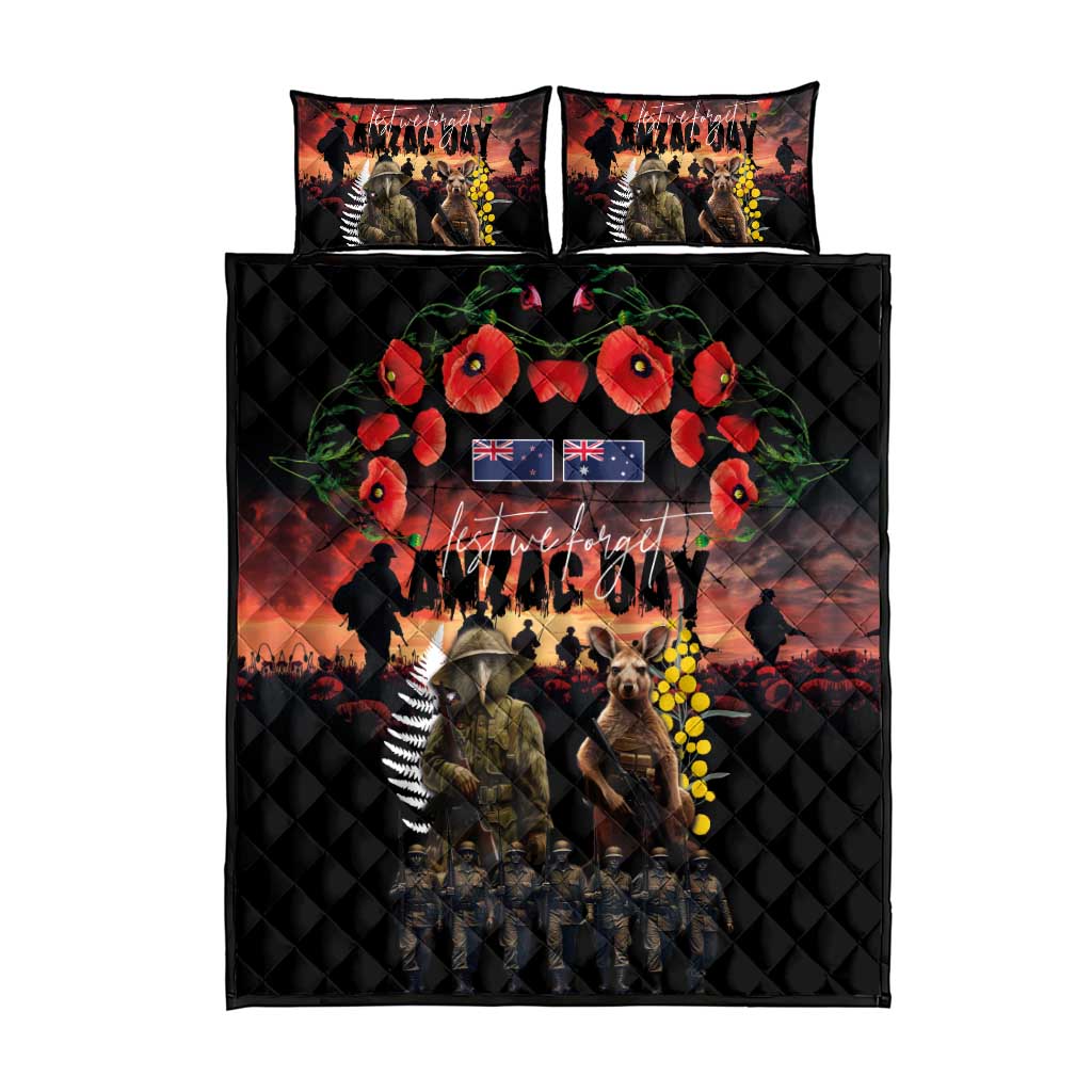 Australia and New Zealand ANZAC Day Quilt Bed Set Kangaroo and Kiwi Bird Soldier - Forever in My Thoughts LT03 - Polynesian Pride