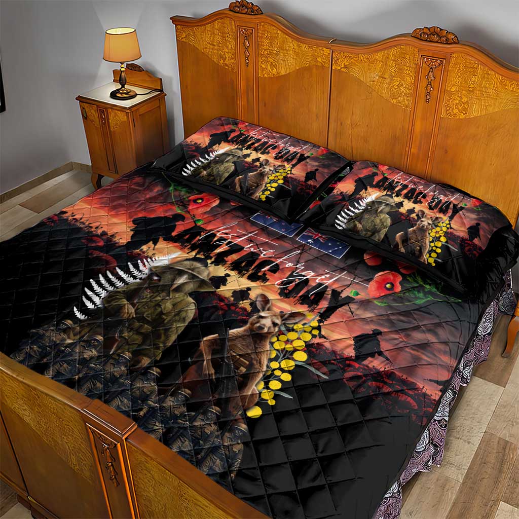 Australia and New Zealand ANZAC Day Quilt Bed Set Kangaroo and Kiwi Bird Soldier - Forever in My Thoughts LT03 - Polynesian Pride