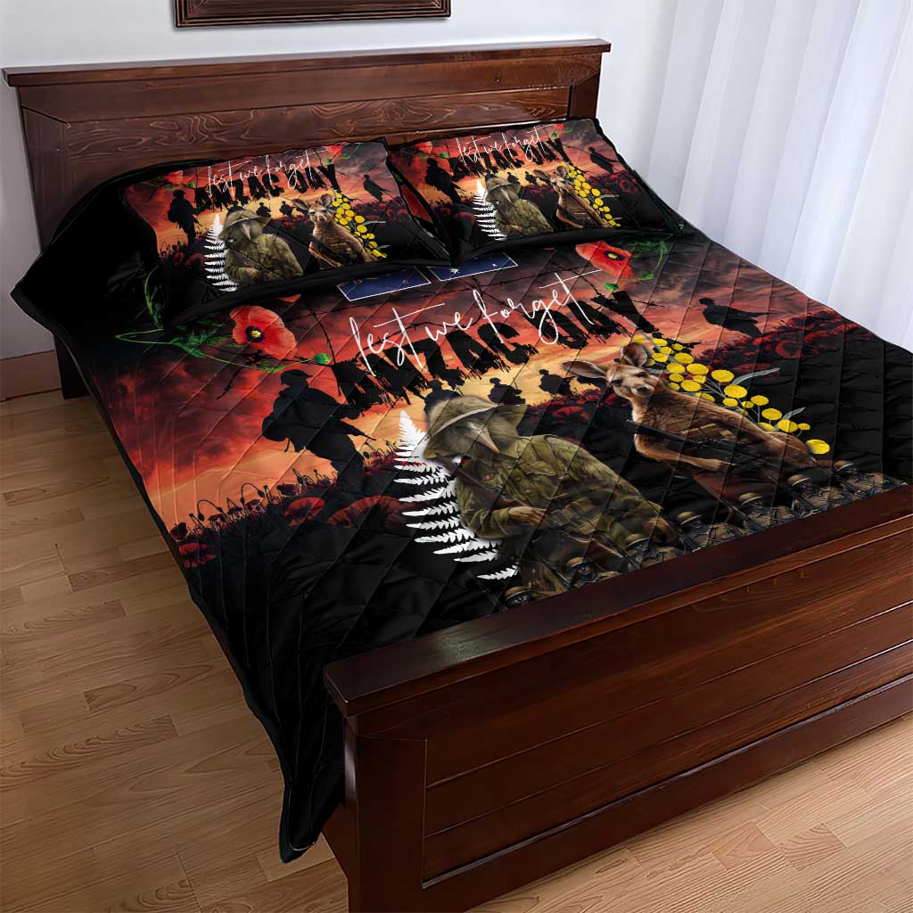 Australia and New Zealand ANZAC Day Quilt Bed Set Kangaroo and Kiwi Bird Soldier - Forever in My Thoughts LT03 - Polynesian Pride