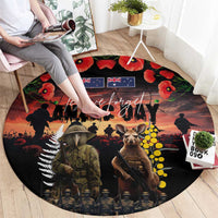 Australia and New Zealand ANZAC Day Round Carpet Kangaroo and Kiwi Bird Soldier - Forever in My Thoughts LT03 - Polynesian Pride