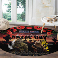 Australia and New Zealand ANZAC Day Round Carpet Kangaroo and Kiwi Bird Soldier - Forever in My Thoughts LT03 - Polynesian Pride