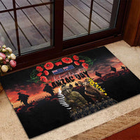 Australia and New Zealand ANZAC Day Rubber Doormat Kangaroo and Kiwi Bird Soldier - Forever in My Thoughts LT03 - Polynesian Pride