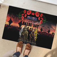 Australia and New Zealand ANZAC Day Rubber Doormat Kangaroo and Kiwi Bird Soldier - Forever in My Thoughts LT03 - Polynesian Pride