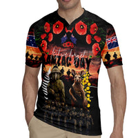 Australia and New Zealand ANZAC Day Rugby Jersey Kangaroo and Kiwi Bird Soldier - Forever in My Thoughts LT03 - Polynesian Pride