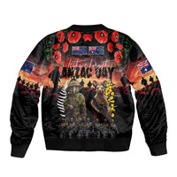 Australia and New Zealand ANZAC Day Sleeve Zip Bomber Jacket Kangaroo and Kiwi Bird Soldier - Forever in My Thoughts LT03 - Polynesian Pride