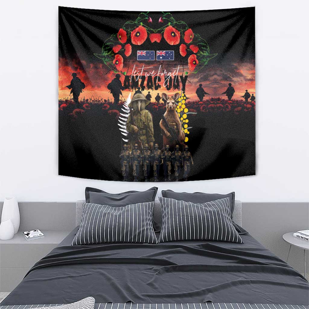 Australia and New Zealand ANZAC Day Tapestry Kangaroo and Kiwi Bird Soldier - Forever in My Thoughts LT03 - Polynesian Pride