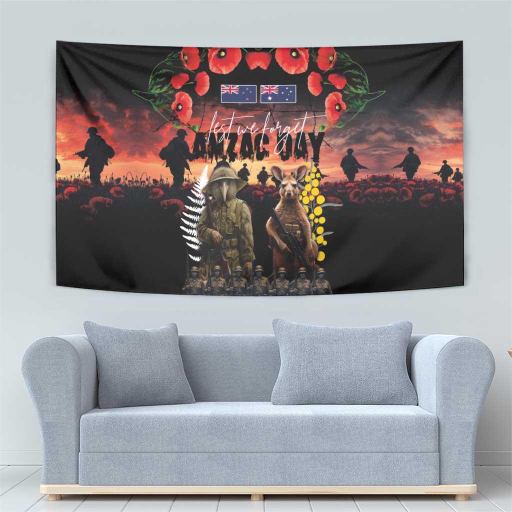 Australia and New Zealand ANZAC Day Tapestry Kangaroo and Kiwi Bird Soldier - Forever in My Thoughts LT03 - Polynesian Pride