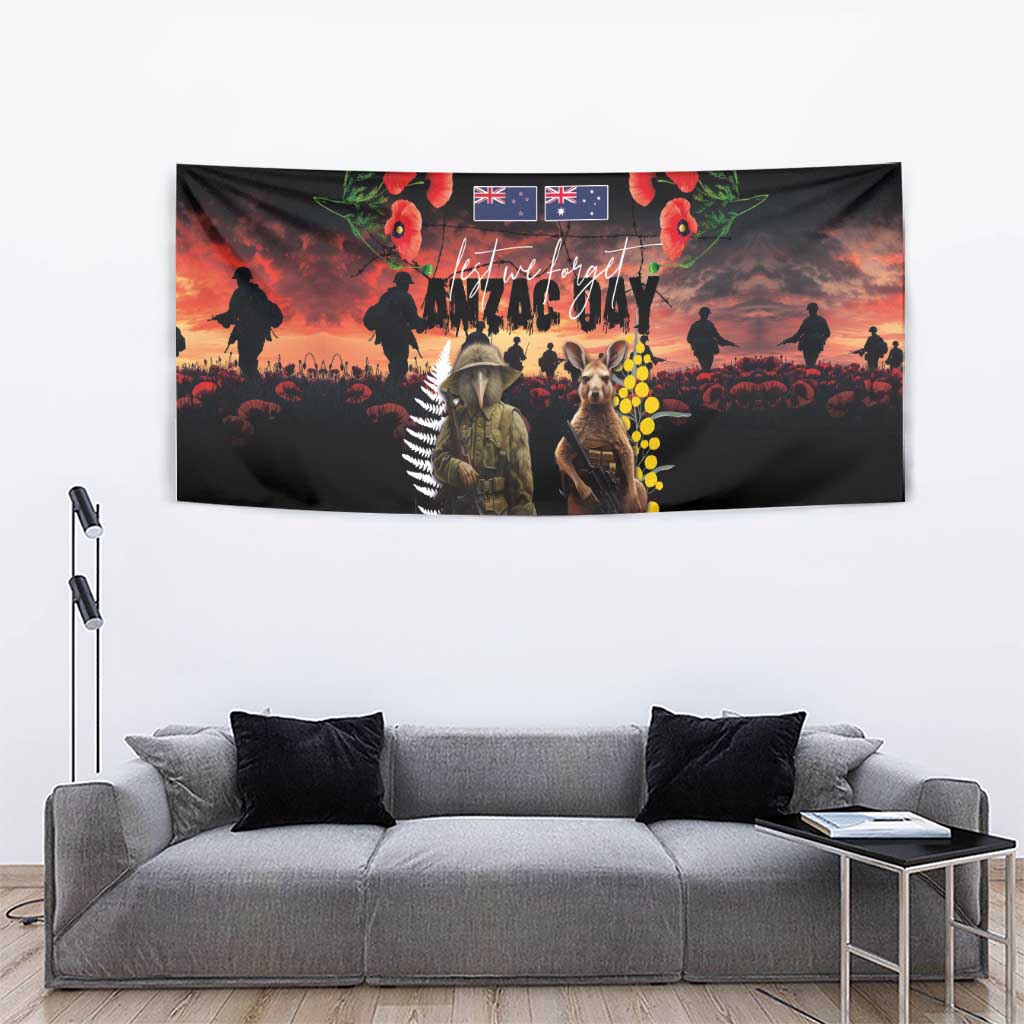 Australia and New Zealand ANZAC Day Tapestry Kangaroo and Kiwi Bird Soldier - Forever in My Thoughts LT03 - Polynesian Pride