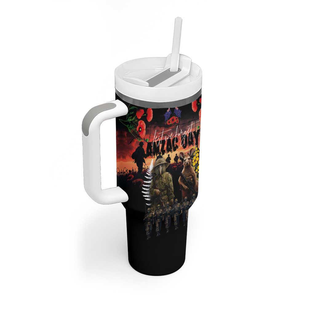 Australia and New Zealand ANZAC Day Tumbler With Handle Kangaroo and Kiwi Bird Soldier Forever in My Thoughts LT03 - Polynesian Pride
