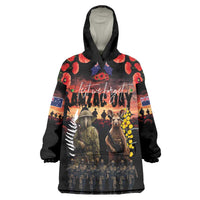 Australia and New Zealand ANZAC Day Wearable Blanket Hoodie Kangaroo and Kiwi Bird Soldier - Forever in My Thoughts LT03 One Size Black - Polynesian Pride