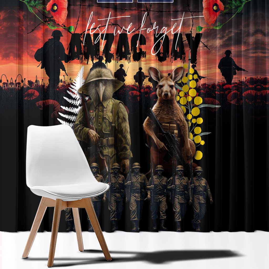 Australia and New Zealand ANZAC Day Window Curtain Kangaroo and Kiwi Bird Soldier - Forever in My Thoughts LT03 - Polynesian Pride