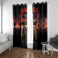 Australia and New Zealand ANZAC Day Window Curtain Kangaroo and Kiwi Bird Soldier - Forever in My Thoughts LT03 With Grommets Black - Polynesian Pride