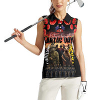 Australia and New Zealand ANZAC Day Women Sleeveless Polo Shirt Kangaroo and Kiwi Bird Soldier - Forever in My Thoughts LT03 - Polynesian Pride