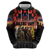 Australia and New Zealand ANZAC Day Zip Hoodie Kangaroo and Kiwi Bird Soldier - Forever in My Thoughts LT03 - Polynesian Pride