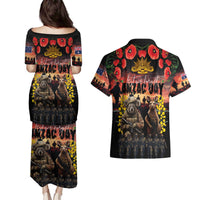 Australia ANZAC Day Couples Matching Puletasi and Hawaiian Shirt Kangaroo and Koala Soldier - Forever in My Thoughts LT03 - Polynesian Pride