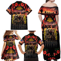 Australia ANZAC Day Family Matching Off Shoulder Maxi Dress and Hawaiian Shirt Kangaroo and Koala Soldier - Forever in My Thoughts LT03 - Polynesian Pride