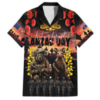 Australia ANZAC Day Family Matching Off Shoulder Maxi Dress and Hawaiian Shirt Kangaroo and Koala Soldier - Forever in My Thoughts LT03 Dad's Shirt - Short Sleeve Black - Polynesian Pride