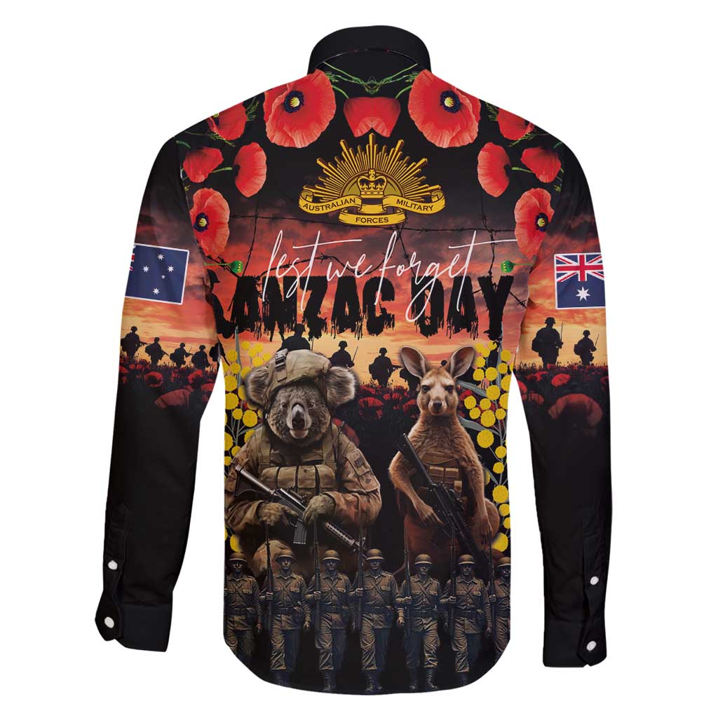 Australia ANZAC Day Family Matching Off Shoulder Short Dress and Hawaiian Shirt Kangaroo and Koala Soldier - Forever in My Thoughts LT03 - Polynesian Pride