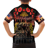 Australia ANZAC Day Family Matching Short Sleeve Bodycon Dress and Hawaiian Shirt Kangaroo and Koala Soldier - Forever in My Thoughts LT03 - Polynesian Pride