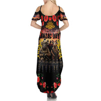 Australia ANZAC Day Family Matching Summer Maxi Dress and Hawaiian Shirt Kangaroo and Koala Soldier - Forever in My Thoughts LT03 - Polynesian Pride